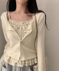 【SET】リボンフリルキャミソール＋カーディガン BEIGE