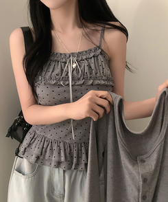 【SET】リボンフリルキャミソール＋カーディガン GREY