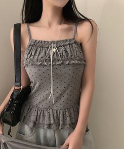 【SET】リボンフリルキャミソール＋カーディガン GREY