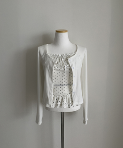 【SET】リボンフリルキャミソール＋カーディガン