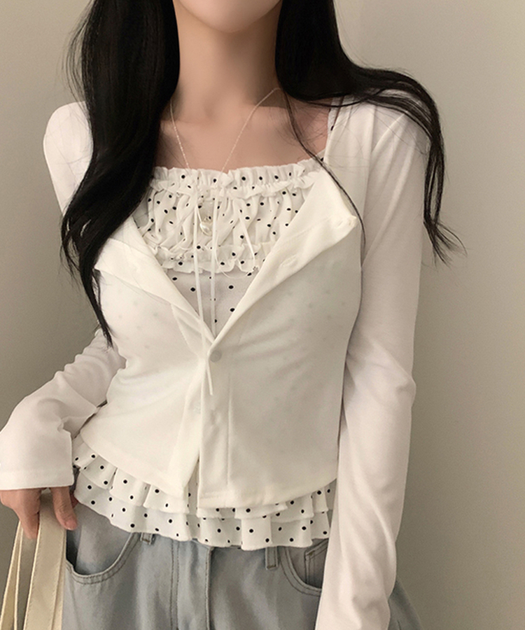 【SET】リボンフリルキャミソール＋カーディガン IVORY