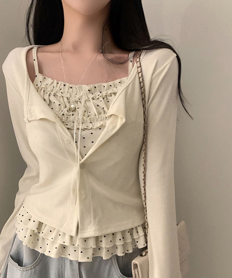 【SET】リボンフリルキャミソール＋カーディガン BEIGE