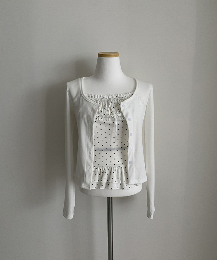 【SET】リボンフリルキャミソール＋カーディガン