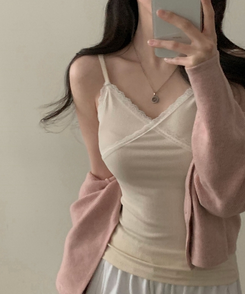 レースストラップキャミソール(10color) CREAM