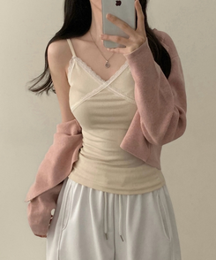 レースストラップキャミソール(10color) CREAM