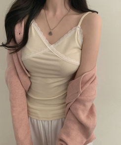 レースストラップキャミソール(10color) CREAM