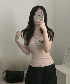 レースストラップキャミソール(10color) PINK