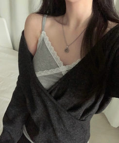 レースストラップキャミソール(10color) GREY