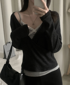 レースストラップキャミソール(10color) GREY