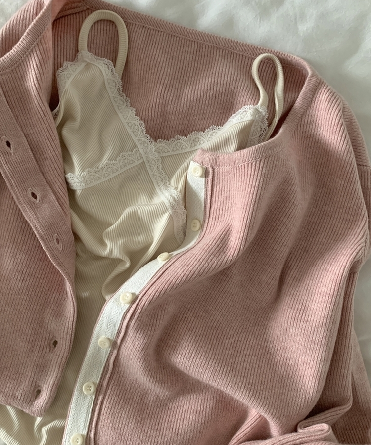 로아베 레이스 슬리브리스 끈나시 10color 크림