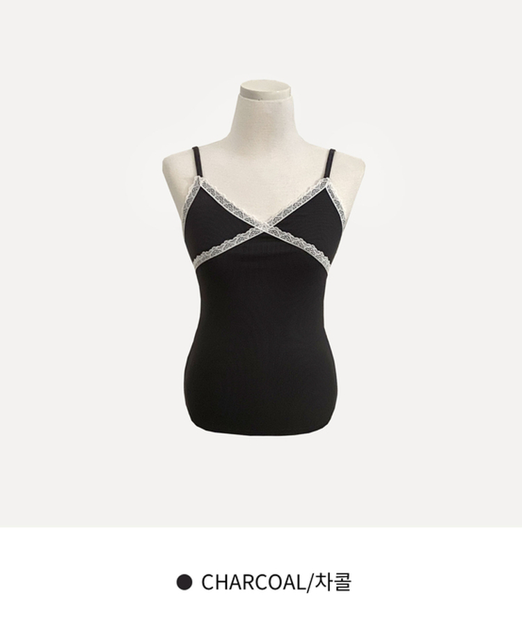 로아베 레이스 슬리브리스 끈나시 10color