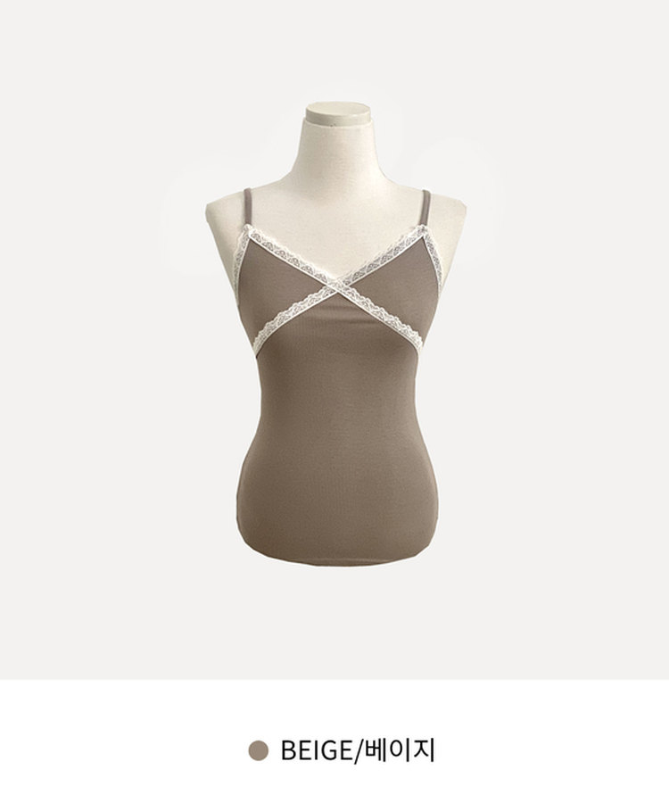 로아베 레이스 슬리브리스 끈나시 10color