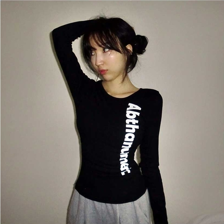 サイドシアリング長袖Tシャツ(6color) BLACK