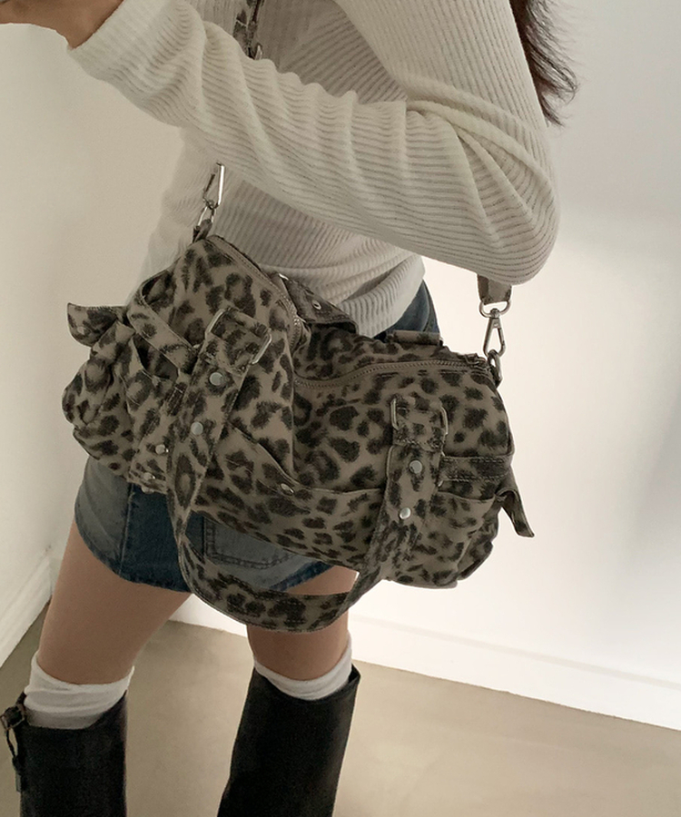 レオパードショルダーバッグ GREY