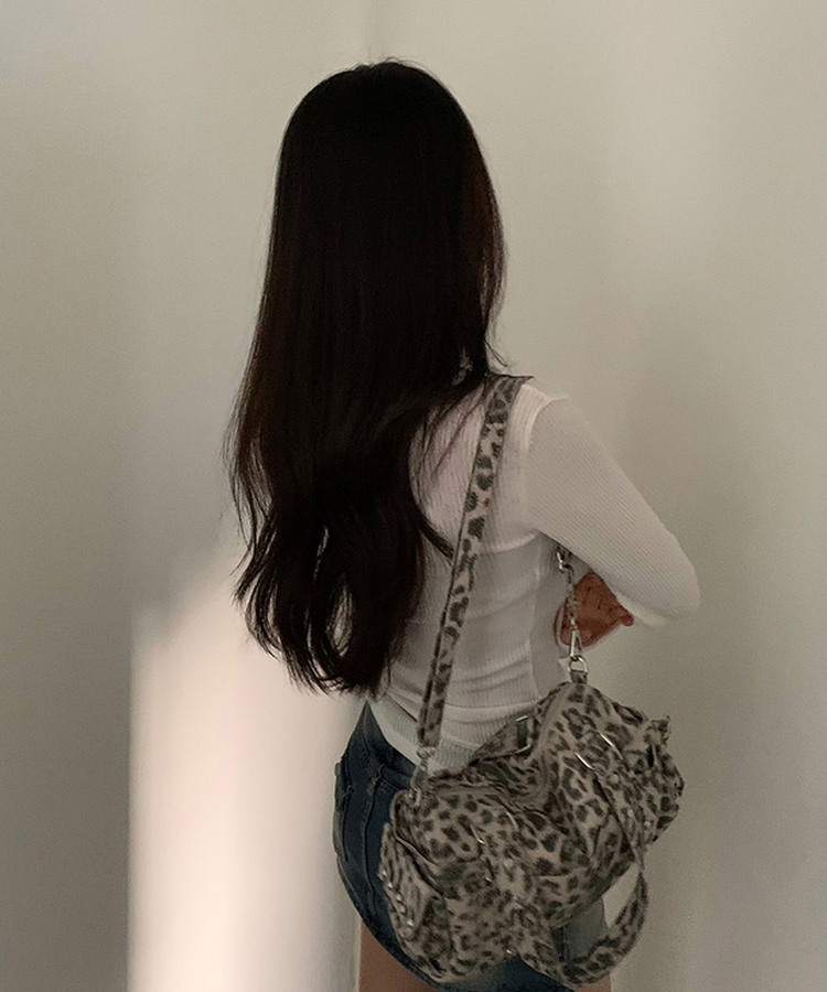 レオパードショルダーバッグ GREY