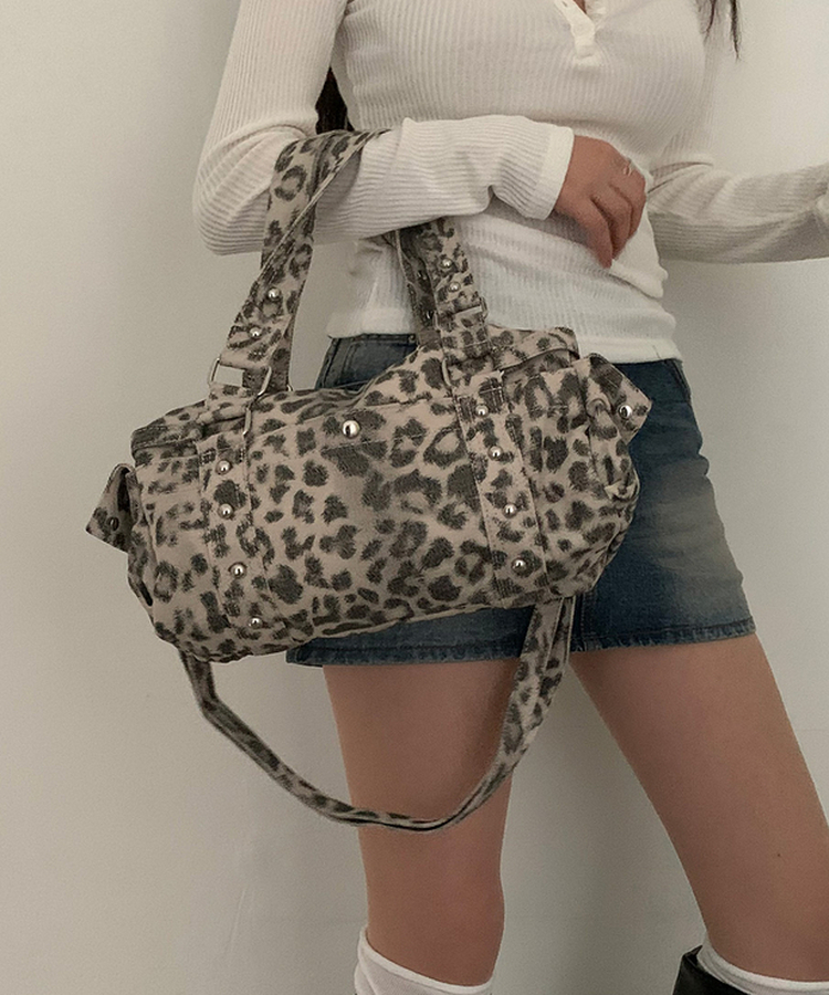 レオパードショルダーバッグ GREY