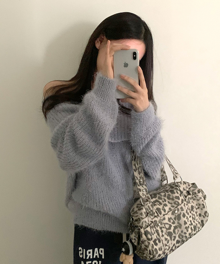 レオパードショルダーバッグ GREY