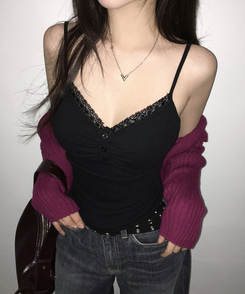 レースキャミソール BLACK