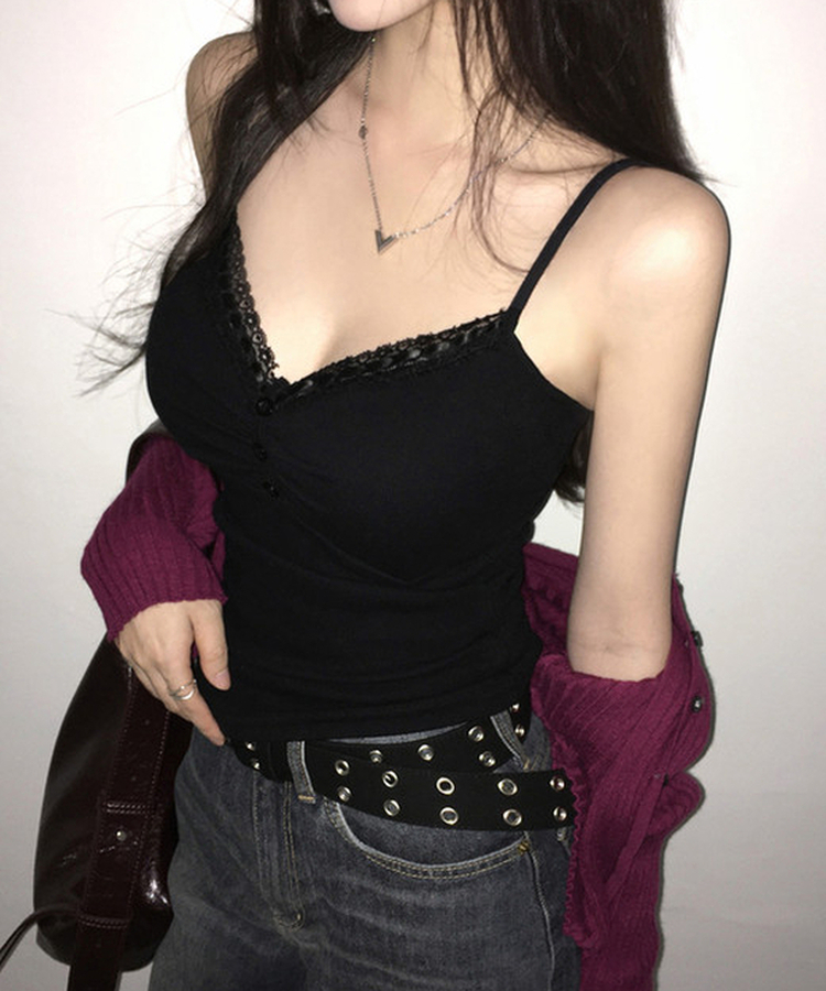 レースキャミソール BLACK