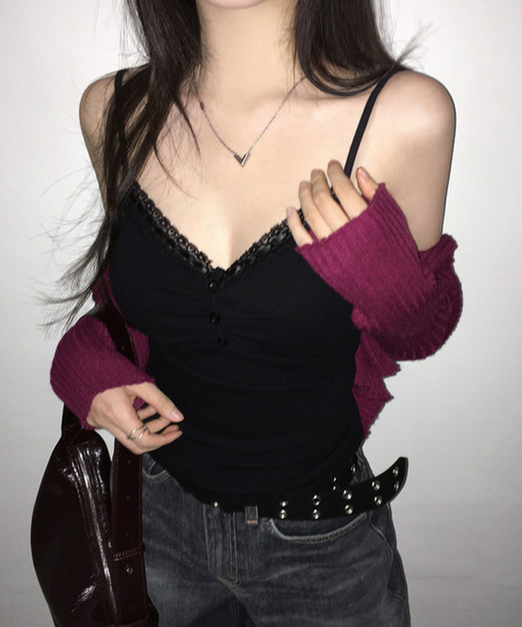 レースキャミソール BLACK