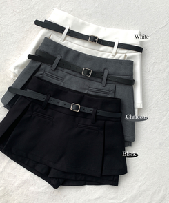 키포 벨트세트 플리츠 미니스커트 페미닌 클래식 치마바지