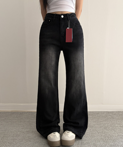 【丈別】セミフレアブーツカットデニムパンツ BLACK DENIM