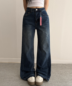 【丈別】セミフレアブーツカットデニムパンツ DEEP DENIM