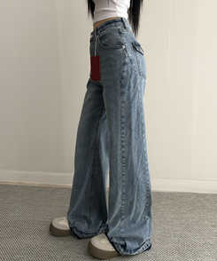 【丈別】セミフレアブーツカットデニムパンツ MID DENIM