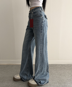 【丈別】セミフレアブーツカットデニムパンツ MID DENIM