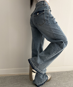 【丈別】セミフレアブーツカットデニムパンツ MID DENIM