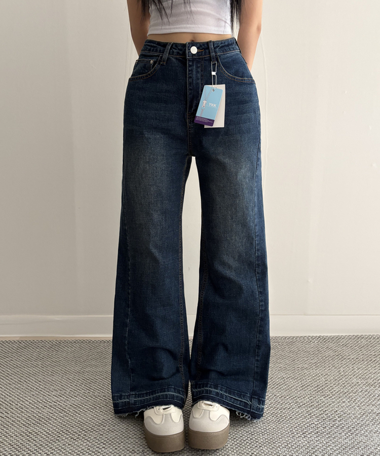 【丈別】セミフレアブーツカットデニムパンツ DEEP DENIM