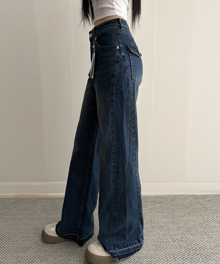 【丈別】セミフレアブーツカットデニムパンツ DEEP DENIM