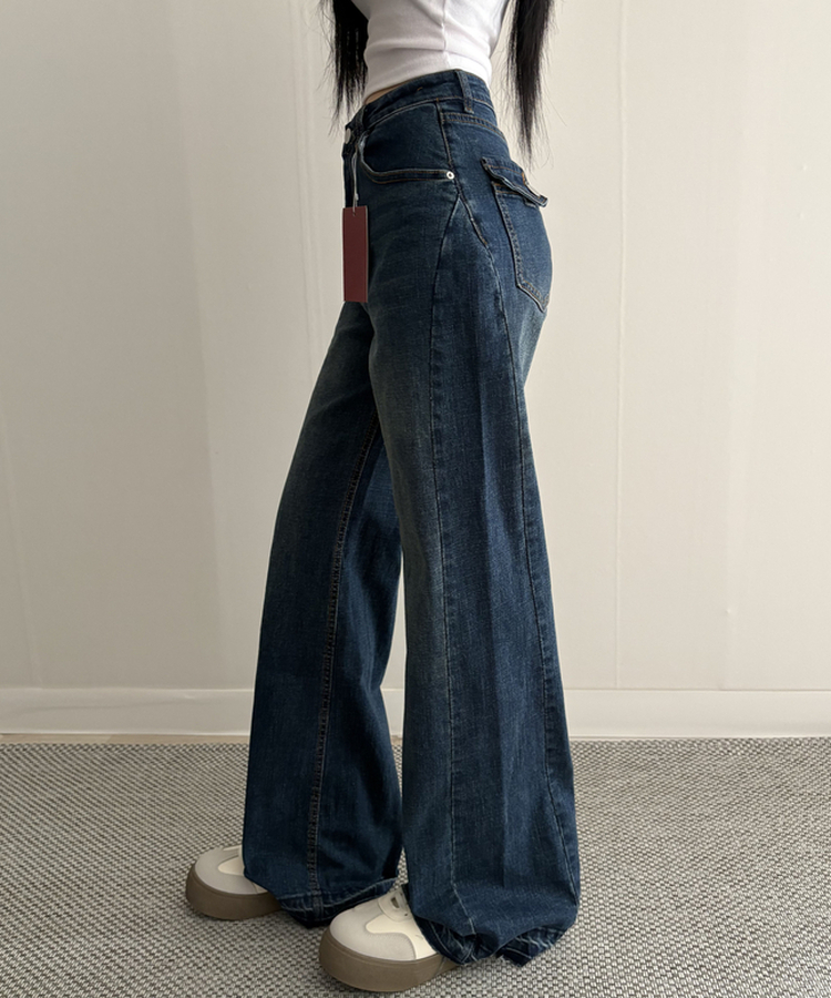 【丈別】セミフレアブーツカットデニムパンツ DEEP DENIM