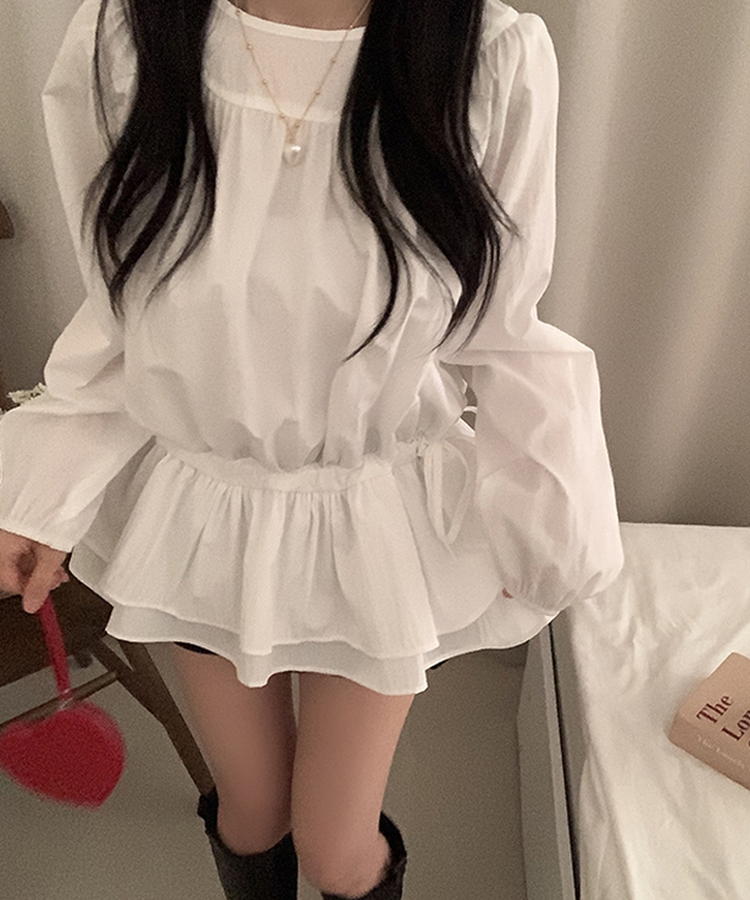 ロングブラウスワンピース WHITE