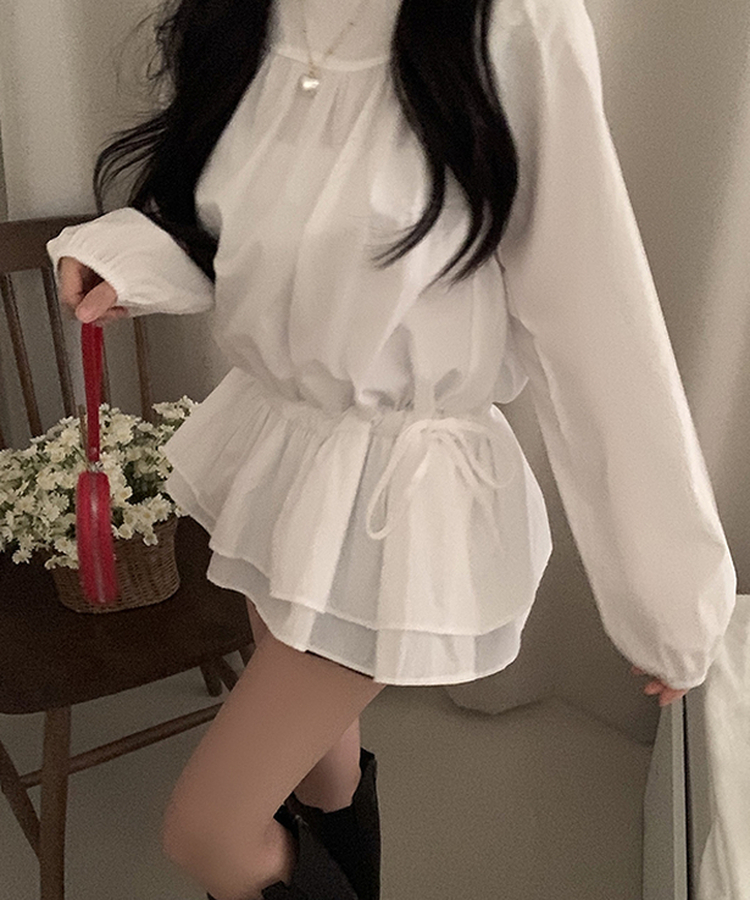 ロングブラウスワンピース WHITE