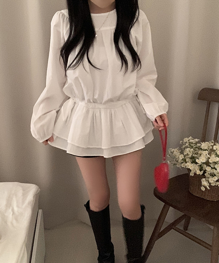 ロングブラウスワンピース WHITE