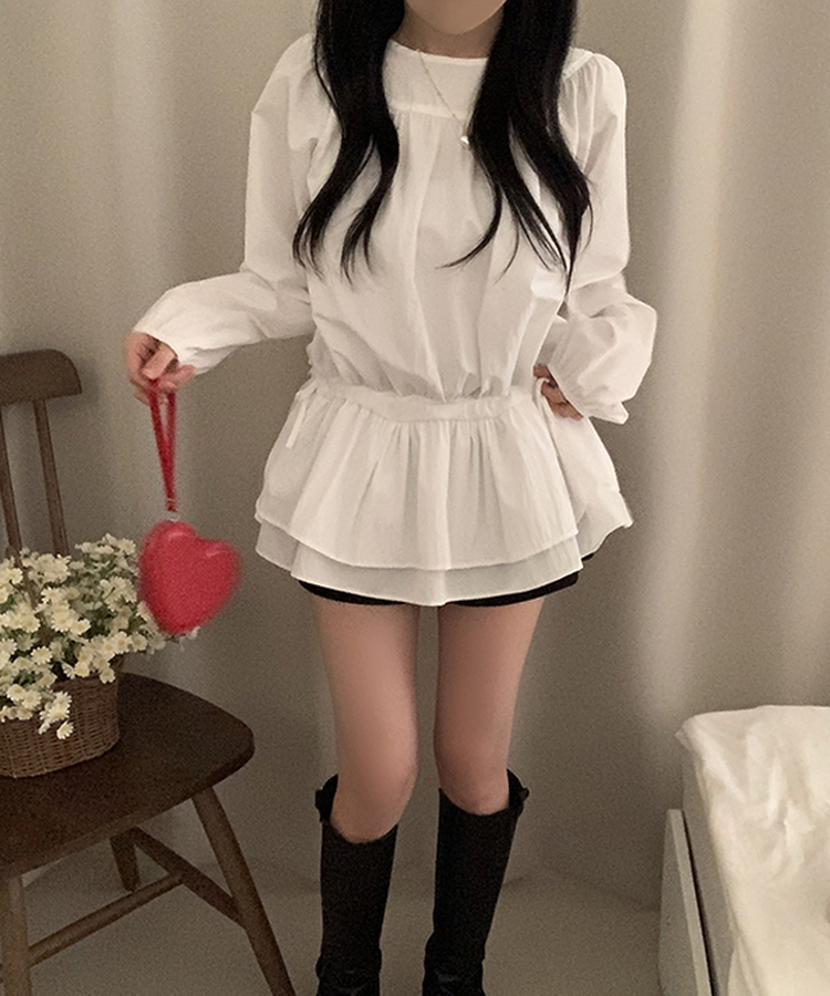 ロングブラウスワンピース WHITE