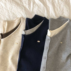 レイヤードバイカラーペンダントカーディガン