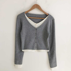 レイヤードバイカラーペンダントカーディガン