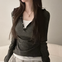 ラフードスリムフィット長袖Tシャツ BLACK