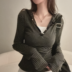 ラフードスリムフィット長袖Tシャツ BLACK