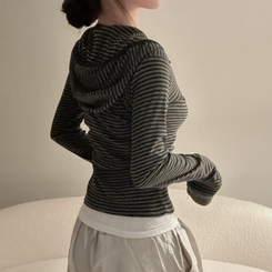 ラフードスリムフィット長袖Tシャツ BLACK