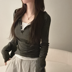 ラフードスリムフィット長袖Tシャツ BLACK