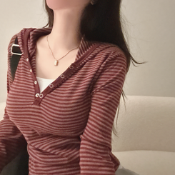 ラフードスリムフィット長袖Tシャツ WINE