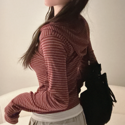 ラフードスリムフィット長袖Tシャツ WINE