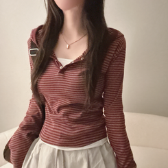 ラフードスリムフィット長袖Tシャツ WINE