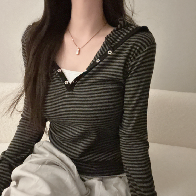 ラフードスリムフィット長袖Tシャツ BLACK