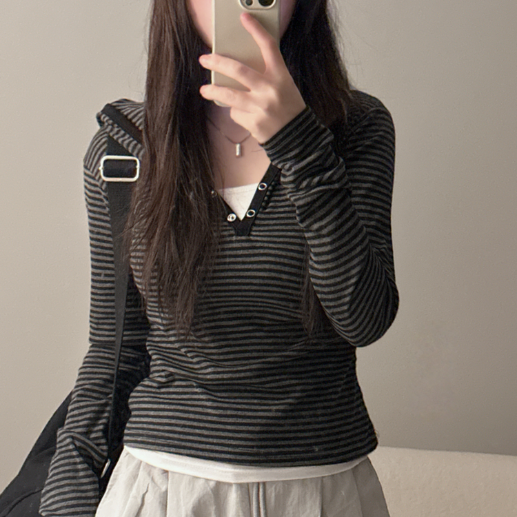 ラフードスリムフィット長袖Tシャツ BLACK