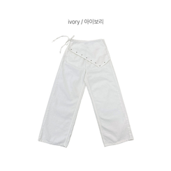 レイヤードラップリボンアイレットワイドパンツ