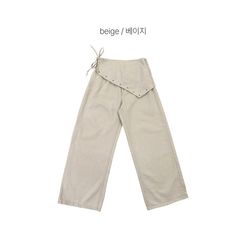 レイヤードラップリボンアイレットワイドパンツ